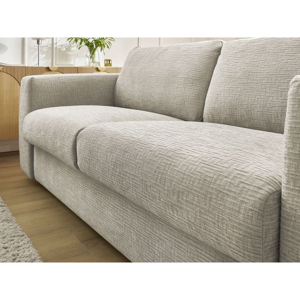 Beżowa rozkładana sofa do spania z tkaniny szenilowej 240 cm Hugo – Bobochic Paris (zdjęcie 7)