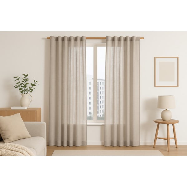 Beżowa zasłona 140x250 cm Valeta – Restilo-image-1