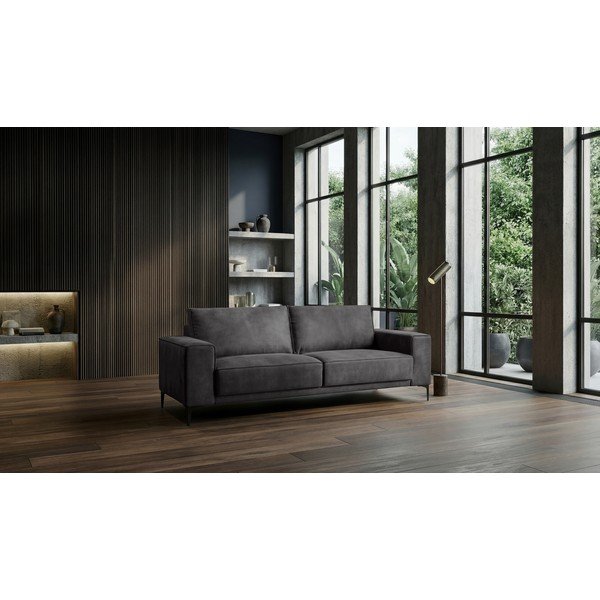 Antracytowa sofa z imitacji skóry 224 cm Copenhagen – Scandic-image-1