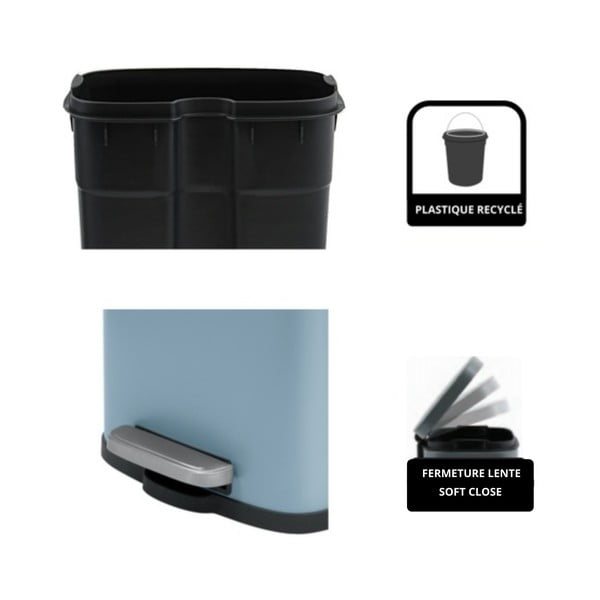 Jasnoniebieski stalowy kosz na śmieci z pedałem 5 l   Akira – Spirella-image-4