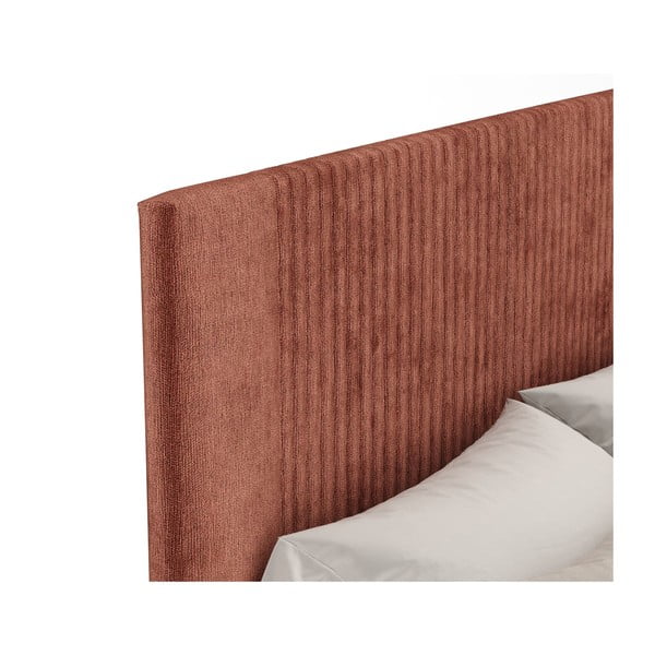 Ceglaste tapicerowane łóżko dwuosobowe ze schowkiem ze stelażem 180x200 cm Etero – Maison de Rêve-image-4