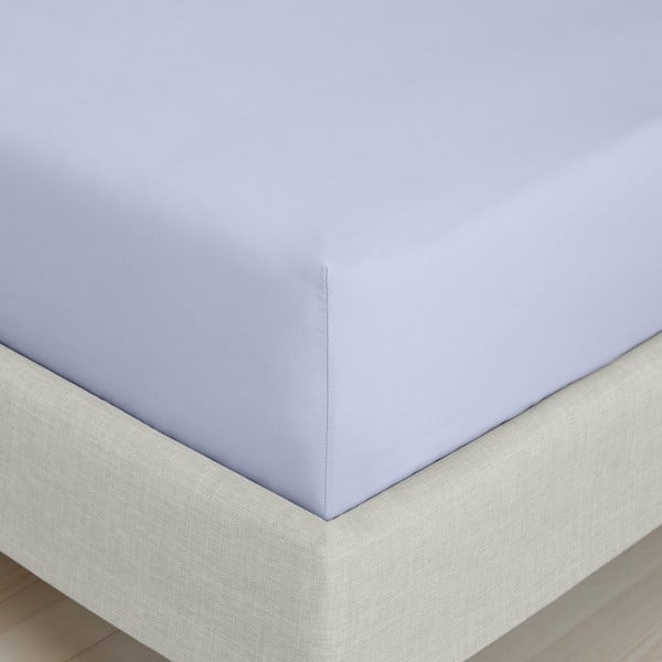Lawendowe prześcieradło z perkalu bawełnianego z gumką 150x200 cm Cotton Percale – Bianca-image-3