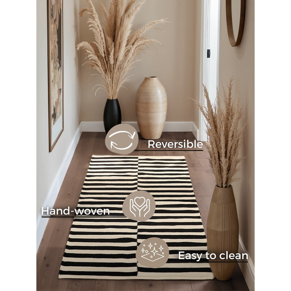 Czarno-biały wełniany chodnik dwustronny tkany ręcznie 80x200 cm Donna – Hanse Home (zdjęcie 9)