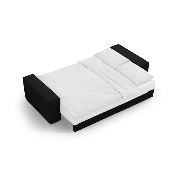 Czarna rozkładana sofa z materiału bouclé 247 cm Jodie – Micadoni Home-image-4