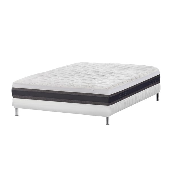 Łóżko z materacem i białą podstawą Novative Reverence, 140x200 cm