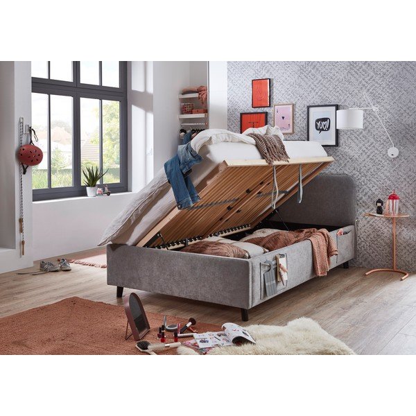 Szare łóżko dziecięce ze schowkiem ze stelażem 140x200 cm Cosy – Meise Möbel-image-2