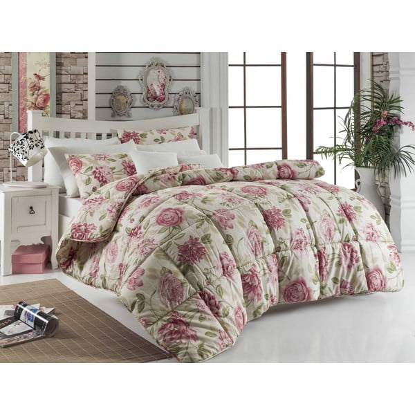 Pikowana narzuta na łóżko dwuosobowe Care Pink, 195x215 cm