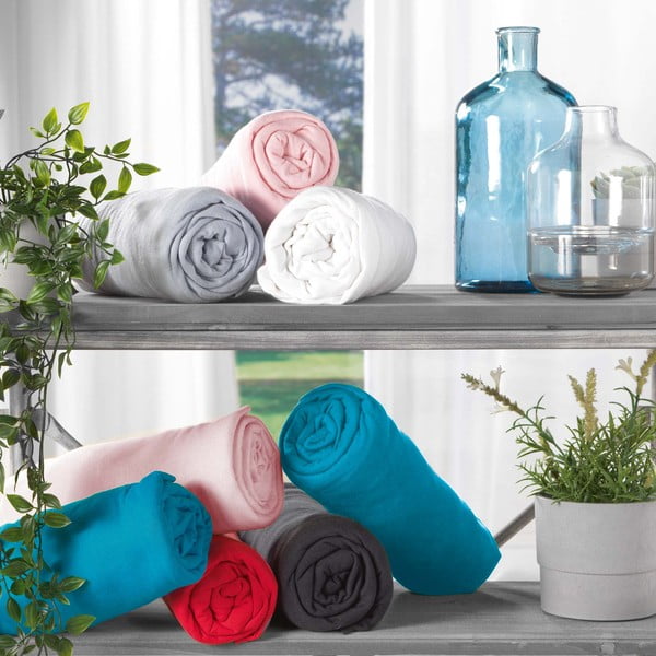 Jasnoszare dżerzejowe prześcieradło z gumką 90x190 cm Jersy – douceur d'intérieur-image-1