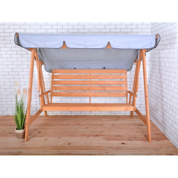 Szara drewniana huśtawka ogrodowa Sylva – Rojaplast-image-1