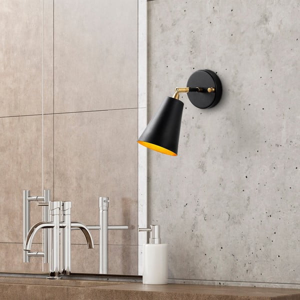 Czarny/w kolorze złota kinkiet ø 10 cm Evander – Opviq lights-image-3