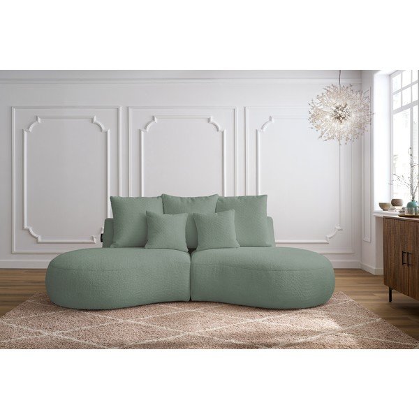 Jasnozielona sofa z materiału bouclé 260 cm Saint-Germain – Bobochic Paris-image-1