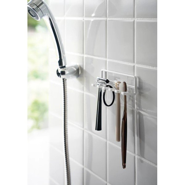 Biały samoprzylepny metalowy uchwyt na szczoteczki do zębów Film Hook – YAMAZAKI-image-3