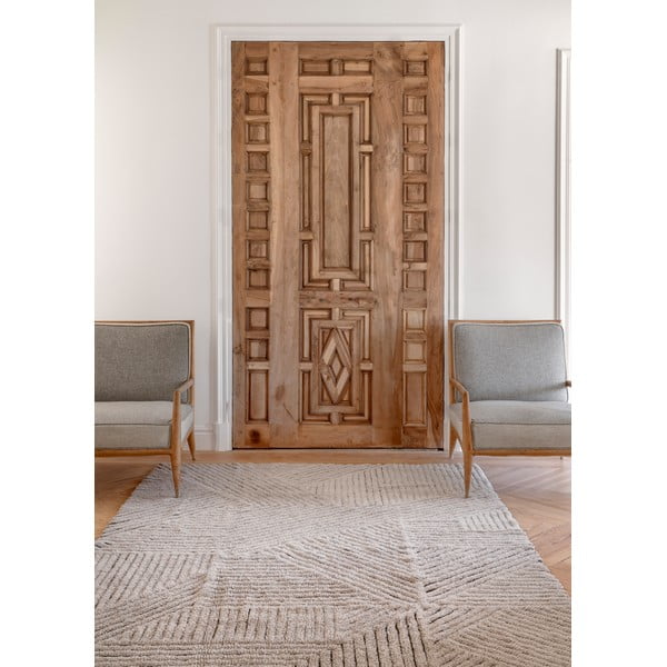 Jasnobrązowy wełniany dywan tkany ręcznie odpowiedni do prania 170x240 cm Golden Coffee – Lorena Canals-image-1