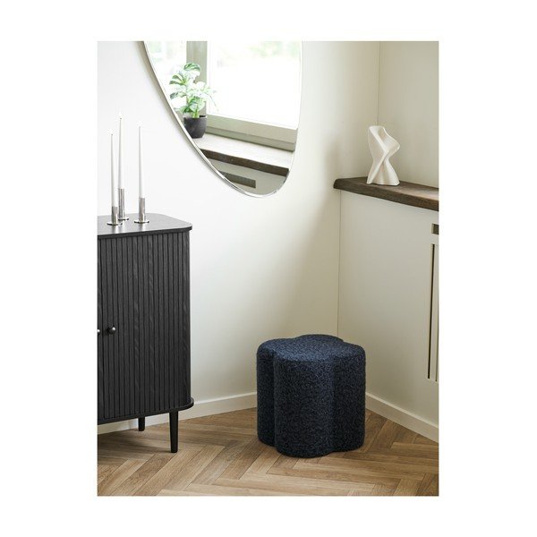 Ciemnoniebieski puf z materiału bouclé Durban – House Nordic-image-2