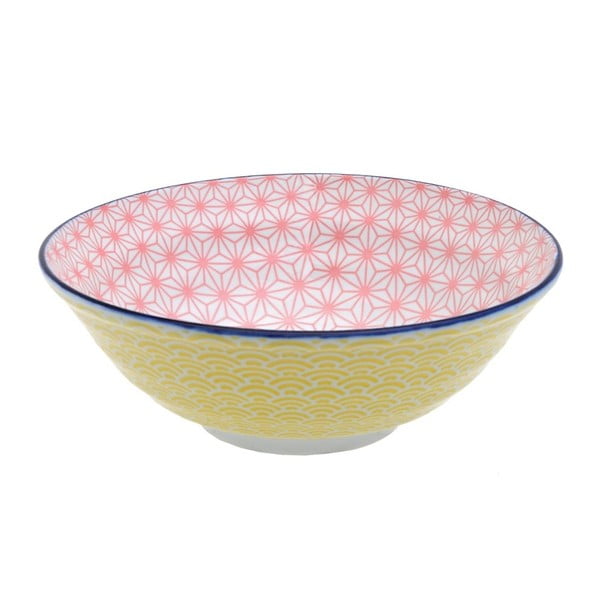 Żółto-różowa miseczka porcelanowa Tokyo Design Studio Star, ⌀ 21 cm
