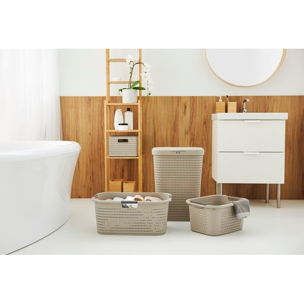 Beżowy plastikowy kosz na pranie 55 l Country – Rotho-image-2