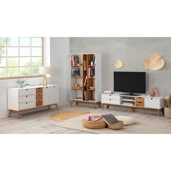 Szafka pod TV z białymi detalami Marckeric Mila, 180x37 cm-image-1