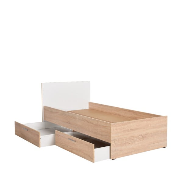 Biało-naturalne łóżko dziecięce ze schowkiem 90x190 cm – Kalune Design-image-3