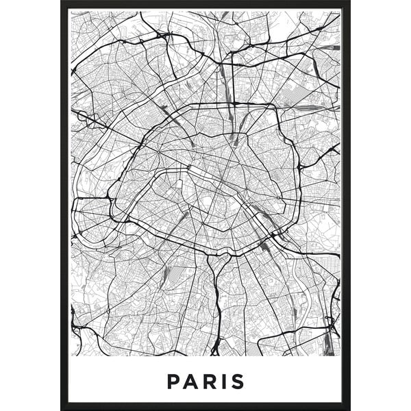 Plakat w ramie MAP/PARIS/NO2, 70x100 cm