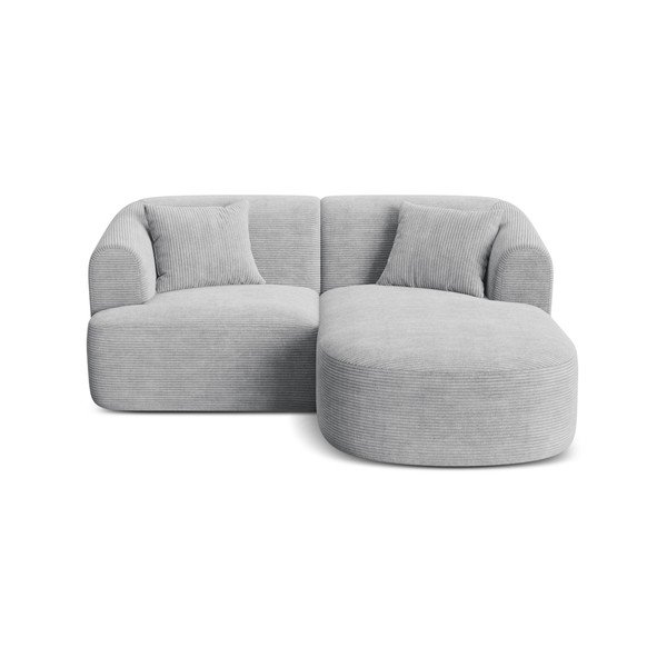 Jasnoszary sztruksowy narożnik (prawostronny/z szezlongiem) Campi – Cosmopolitan Design