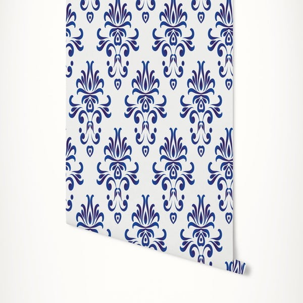 Niebiesko-biała tapeta samoprzylepna LineArtistica Grace, 60x300 cm
