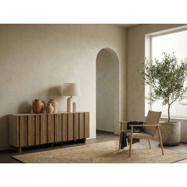 Kremowa/w naturalnym kolorze komoda z litego drewna sosnowego 180x78x43 cm Marlo – Marckeric-image-1