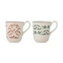 Kremowe kamionkowe kubki ze świątecznym motywem zestaw 2 szt. 300 ml Beth – Bloomingville