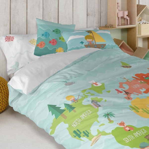 Poszewka na poduszkę z czystej bawełny Happynois World Map, 50x30 cm-image-1