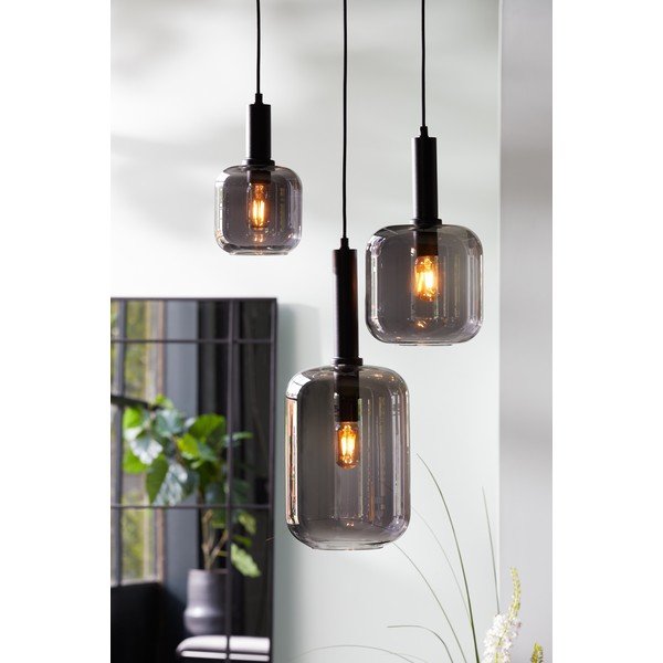 Szara lampa sufitowa z szklanym kloszem ø 16 cm Lekar – Light & Living-image-1