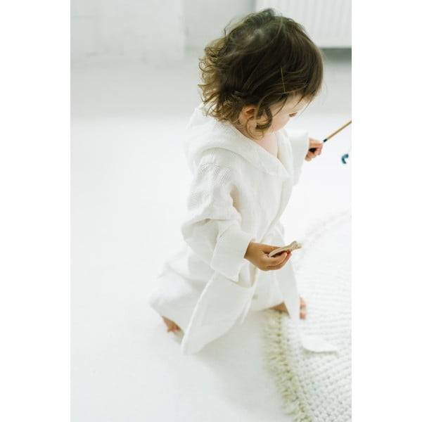 Dziecięcy biały lniany szlafrok Linen Tales Nature, vel. 122-128-image-3