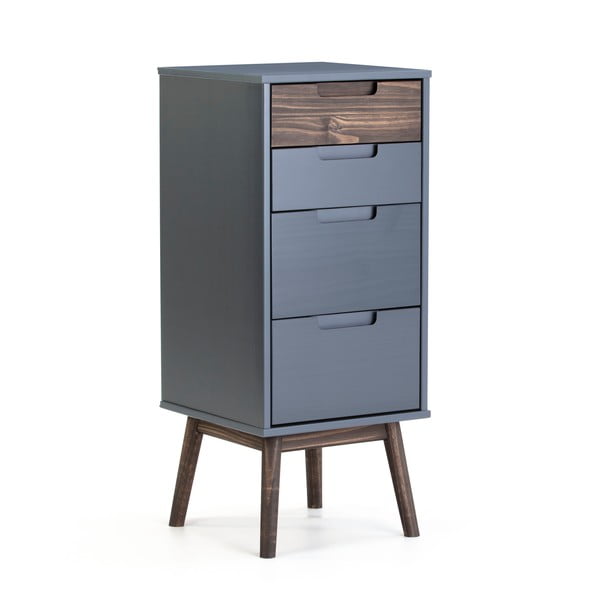 Antracytowa/ciemnobrązowa wysoka komoda z litego drewna sosnowego 40x94 cm Nussa – Marckeric-image-3