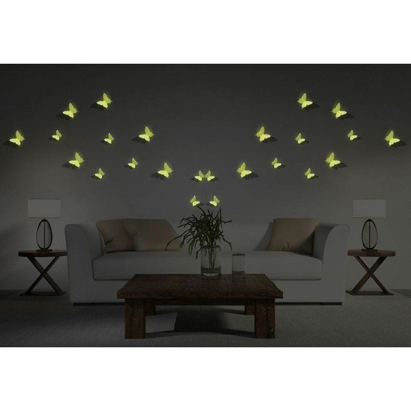 Zestaw 12 naklejek 3D świecących w ciemności Ambiance Butterflies-image-1