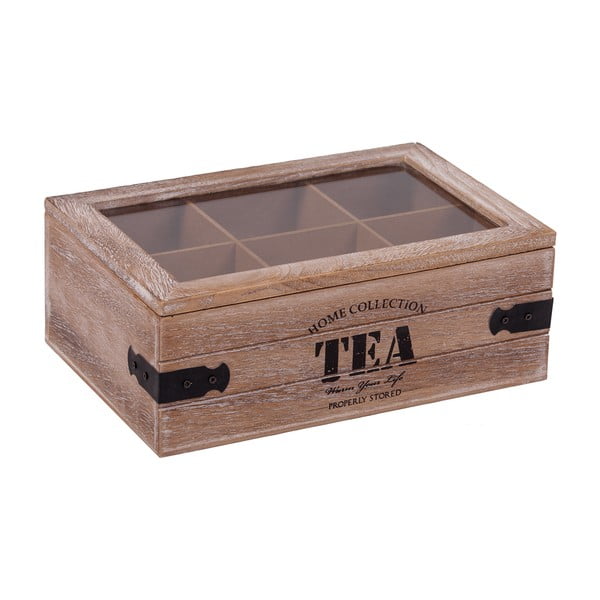 Pudełko drewniane z 6 przegródkami na herbatę Tea