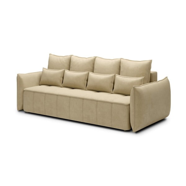 Beżowa aksamitna rozkładana/ze schowkiem sofa 242 cm Weltton – ELTAP-image-2