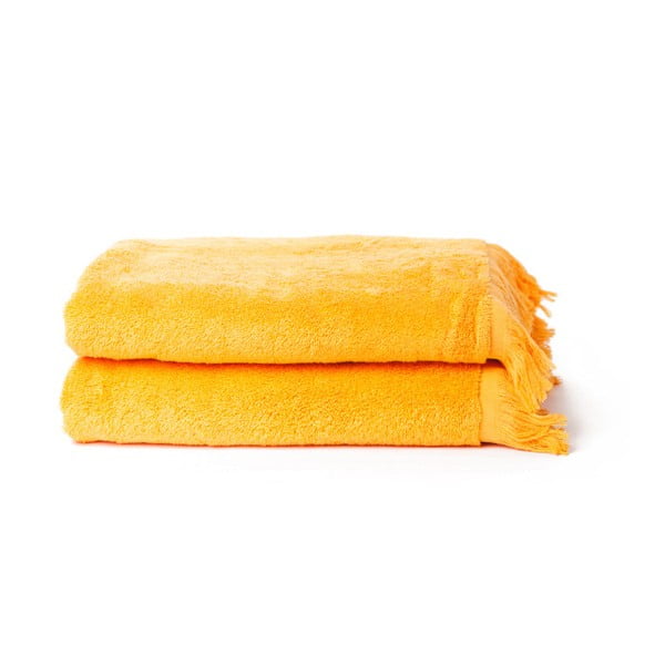 Komplet 2 żółtych ręczników z czystej bawełny Casa Di Bassi, 70x140 cm