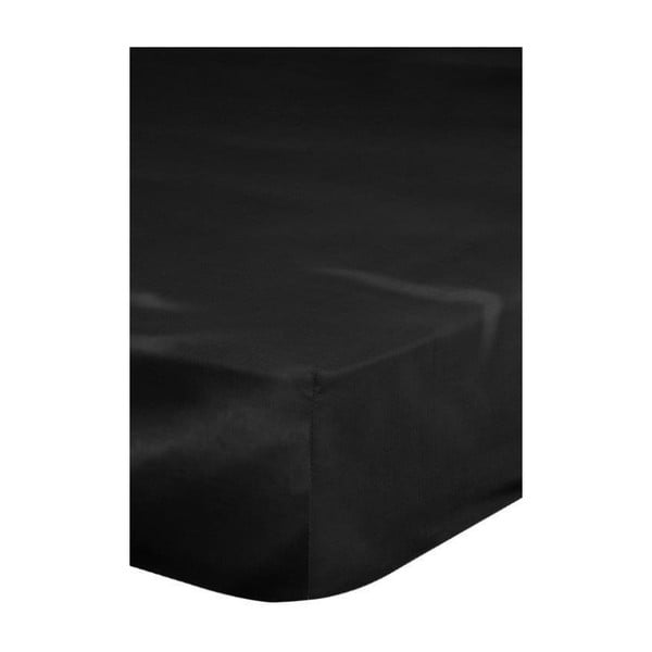 Czarne elastyczne prześcieradło dwuosobowe Emotion, 180x200 cm