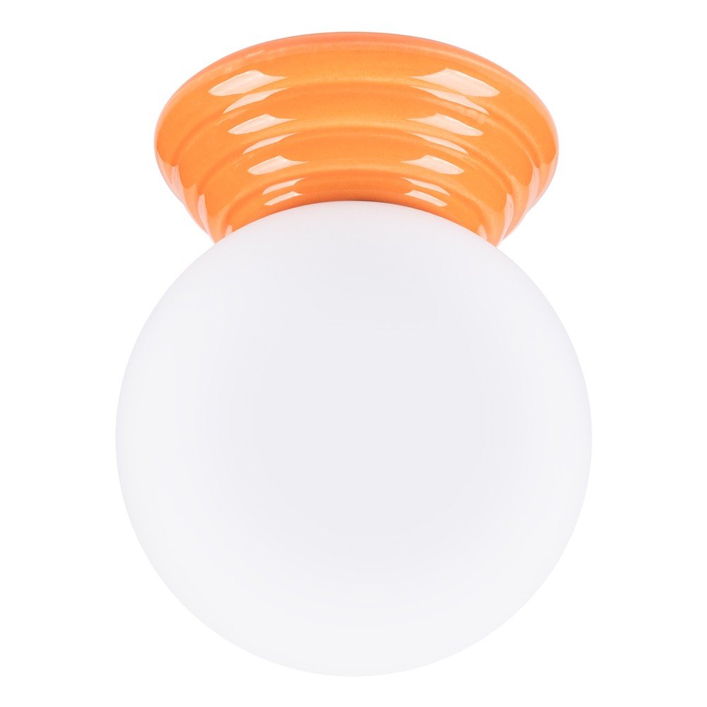 Pomarańczowa lampa sufitowa ceramiczna ze szklanym kloszem ø 12 cm Farsa – Sollux