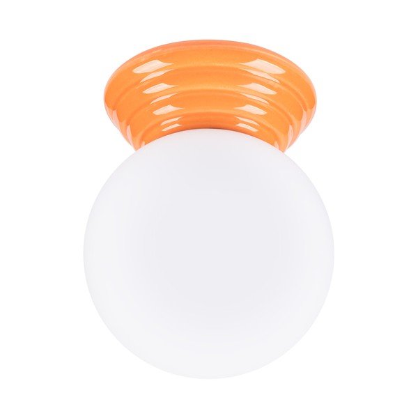 Pomarańczowa lampa sufitowa ceramiczna ze szklanym kloszem ø 12 cm Farsa – Sollux