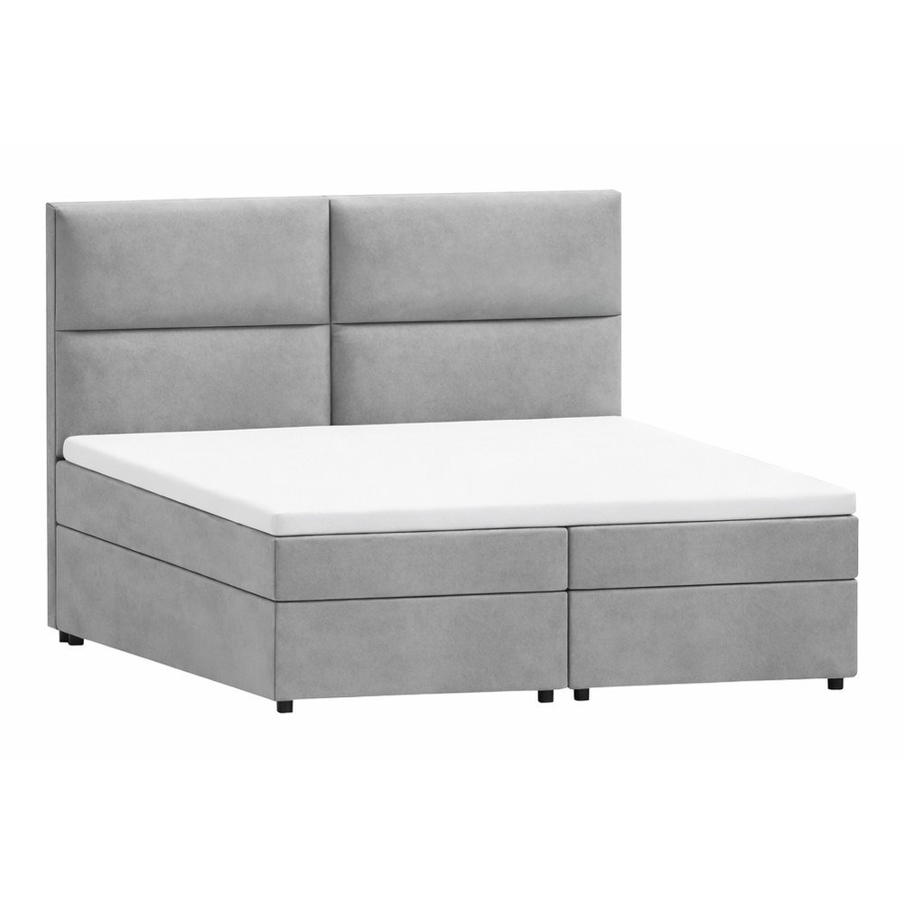Jasnoszare łóżko boxspring ze schowkiem 140x200 cm Rico – Ropez