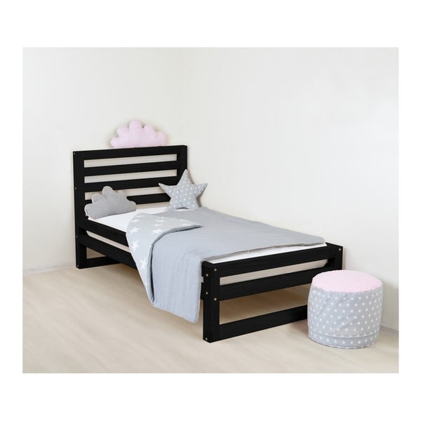 Dziecięce czarne drewniane łóżko 1-osobowe Benlemi DeLuxe, 180x90 cm