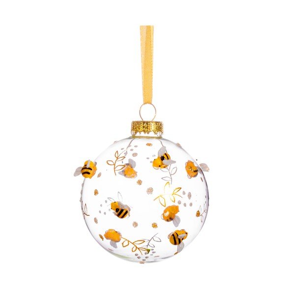 Szklana bombka choinkowa Bees & Flowers – Sass & Belle