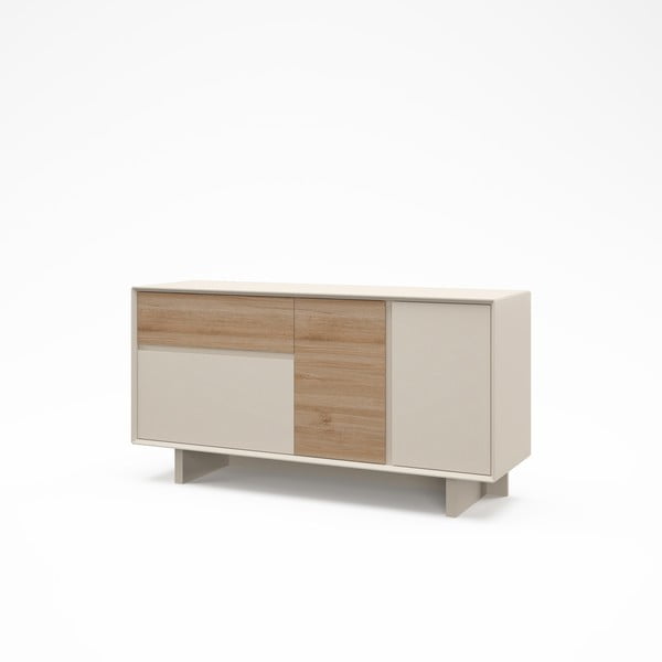 Beżowo-naturalna komoda w dekorze dębu 146x76x45 cm Carpi – Marckeric-image-3