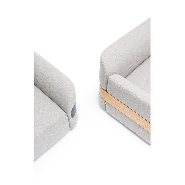 Jasnoszary moduł sofy (lewostronny) z wełny i lnu Hugg – Gazzda-image-4