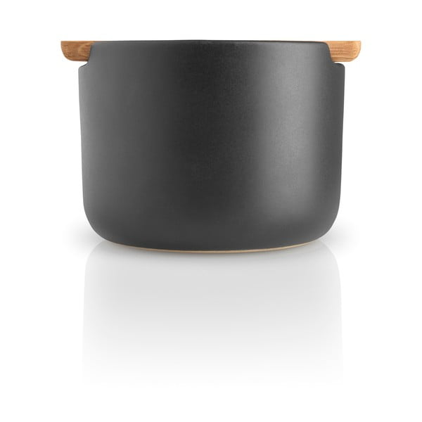 Czarny kamionkowy pojemnik na sól z drewnianym wieczkiem Eva Solo Nordic-image-1