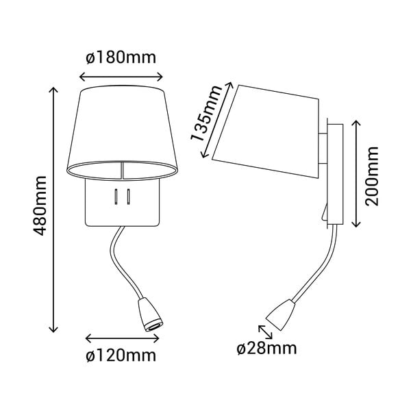 Kinkiet w kolorze brązu z białym kloszem – SULION-image-3