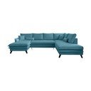Turkusowa rozkładana sofa w kształcie litery "U" Miuform Charming Charlie, prawostronna