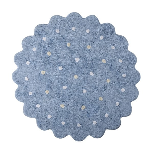 Niebieski dywan bawełniany wykonany ręcznie Lorena Canals Biscuit, średnica 140 cm