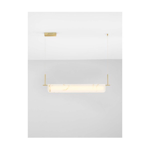 Kremowa/w kolorze mosiądzu lampa wisząca LED w dekorze marmuru ze ściemniaczem Aider – Nova Luce-image-4