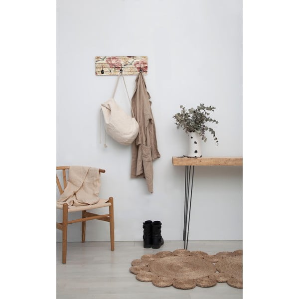 Wieszak ścienny z drewna sosnowego Tierra Bella White Flowers, 50x20 cm-image-1