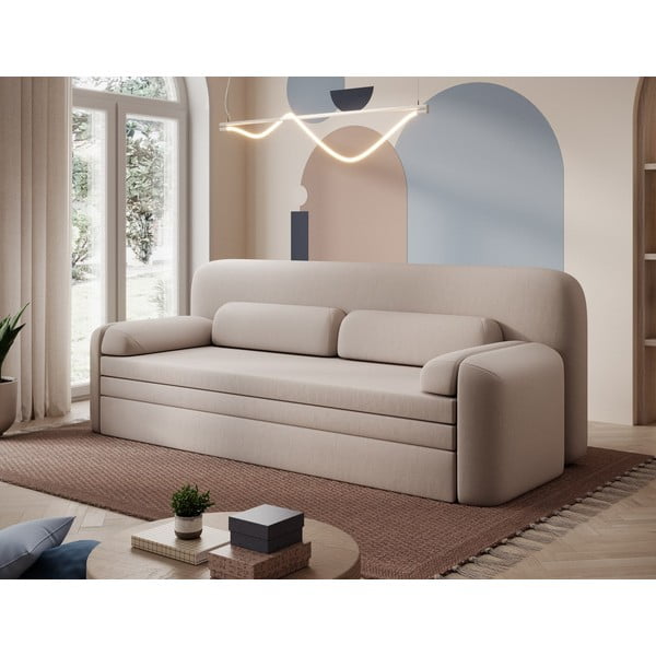 Beżowa aksamitna rozkładana/ze schowkiem sofa 236 cm Elioss – ELTAP-image-3